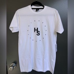 Higher Standards white t-shirt